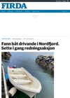 Fann båt drivande i Nordfjord. Stor redningsaksjon vart sett i gang
