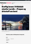 Kraftig brann i fritidsbåt utenfor Larvik: - Propan og drivstoff om bord